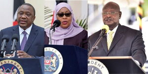 From left to right President Uhuru Kenyatta(Kenya),Samia Suluhu(Tanzania),Yoweri Museveni(Uganda) 