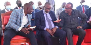 DP William Ruto (left) with Senator Linturi and MP Aden Duale on Wednesday, December 2, 2020.
