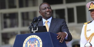 President William Ruto reading his speech at Kasarani Stadium after being sworn-in as Kenya's fifth president on Tuesday, September 13, 2022