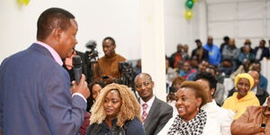 Foreign Affairs Cabinet Secretary Dr Alfred Mutua addresses a meeting with Kenyans in Seattle, Washington, on November 17, 2022.  