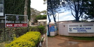 Entrance to Starehe Boys Center (left) and Maranda High School.