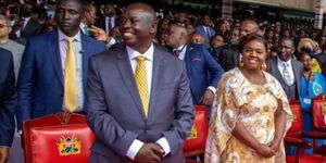 Deputy President Rigathi Gachagua and his wife Pastor Dorcas Gachagua at Kasarani  Stadium on September 13, 2022