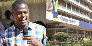 Kiharu MP Ndindi Nyoro (left) and Kenya Power building in Nairobi CBD.