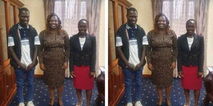 A collage of Second lady Dorcas Rigathi and meeting Telvin Sheldon and Millicent Muhonja at her office in Nairobi on November 19, 2022.  