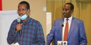 Wajir County Governor, Ahmed Muktar (left), Deposed Governor Wajir, Mohamed Abdi Mohamud (right) 