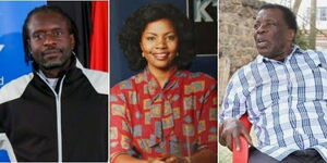 Veteran journalists Lolani Kalu (L), Catherine Kasavuli and Mambo Mbotela (R)