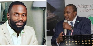 A Photo Collage of Journalist John Allan Namu and President Uhuru Kenyatta