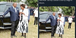 A photo of President Uhuru Kenyatta (left) and Kitui Governor Charity Ngilu that went viral (left) and a resultant meme.
