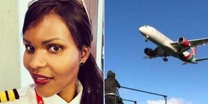 Kenya Airways Pilot Ruth Karauri (left) and a KQ plane landing at Heathrow Airport as captured by Jerry Dyer of Big Jet TV on Friday, February 18, 2022
