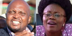 Gatundu South MP Moses Kuria (left) and Kiambu Woman Representative Gathoni Wamuchomba