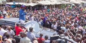 ODM Leader Raila Odinga addresses a gathering in Nairobi on October 12, 2022.  