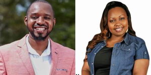 Activist Boniface Mwangi (L) and nominated senator Millicent Omanga