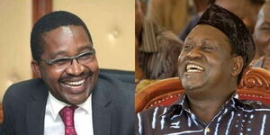 An image of the Muranga governor, Mwangi Wa Iria(left) and the ODM leader Raila Odinga(right)