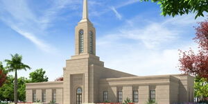 An artistic representation of the upcoming Mormon Church building in Nairobi.