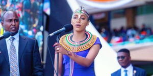 Hezena Lemaletian Speaking During Azimio la Umoja Event at Kasarani on Friday December 10, 2021