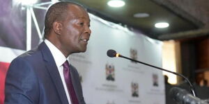 An image of Treasury Cabinet Secretary Prof. Njuguna Ndung'u during the public hearing of the budget-making process at KICC Nairobi on Wednesday January 11, 2022.