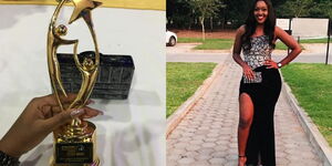 A collage of Zikomo Awards and KBC TV sports anchor Caren Kibett