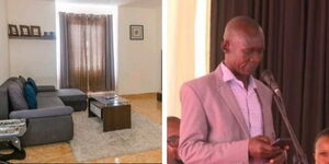 A collage photo of one of the units undertaken by Serenity in Rongai and John Ochieng, a Carpenter who was honored in President William Ruto's speech.