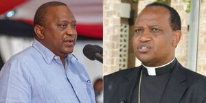 President Uhuru Kenyatta (left) and Nyeri Archbishop Anthony Muheria