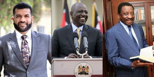 A collage of Mombasa Governor(left), President William Ruto (Centre), and Siaya Governor James Orengo (Far right).