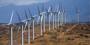 Undated image of wind turbines of the Lake Turkana Wind Power project