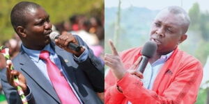 Uasin Gishu governor Jackson Mandago(left) and Kapseret MP Oscar Sudi(right) speaking at different events. 