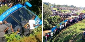 A collage photo of the Guardian Angel bus involved in an accident on November 26, 2022. 