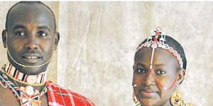 Samburu Senator Steve Lelegwe and wife Beatrice Lelegwe pose for a photo