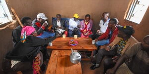 Deputy President William Ruto together with his entourage taking tea at the Bottom Up hotel in Nyamira County on November 2, 2021.