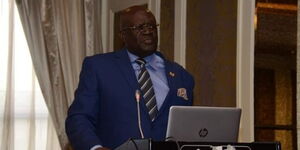 Education CS George Magoha opens the regional forum on university education reforms in Nairobi at Villa Rosa Kempinski on February 17, 2020