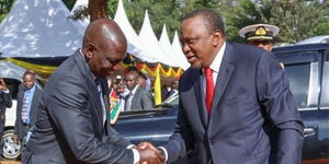 Deputy President William Ruto welcomes President Uhuru Kenyatta at Kiambu Institute of Science and Technology (KIST) on February 25, 2020