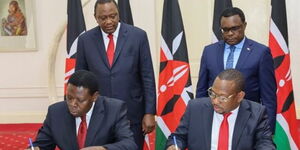 Governor Mike Mbuvi Sonko and Devolution Cabinet Secretary Eugene Wamalwa in concurrence with H.E President Uhuru Kenyatta, signed an agreement, handing over functions of the Nairobi County Government to the National Government on Tuesday, February 25, 2020