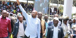 Gatundu MP Moses Kuria leaving the BBI rally held at Kinoru Stadium, Meru County