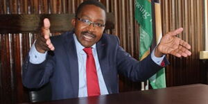 Murang'a Governor Mwangi wa Iria speaking during a press conference