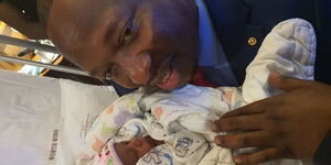 A photo of Governor Mike Mbuvi Sonko visits his second grandchild at the Nairobi Hospital on Thurdsay, March 12.
