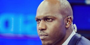 A photo of Larry Madowo during a past show on NTV.