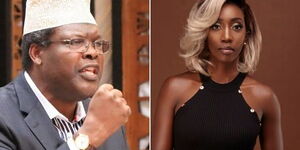 A collage of vocal lawyer Miguna Miguna and Citizen TV anchor Yvonne Okwara