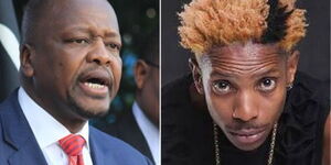 A collage of Health CS Mutahi Kagwe and comedian Eric Omondi