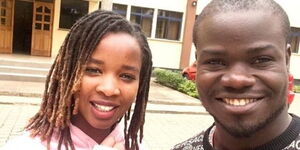Comedian David Oyando, alias Mulamwah and his partner Caroline Muthoni.