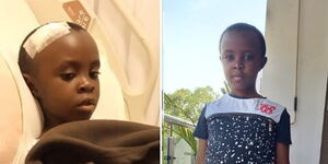 10-year-old Lewis Chege who is stuck in India.