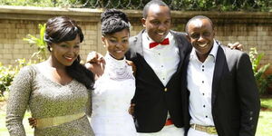 Abel Mutua and his wife (centre) with the best couple on their wedding day
