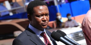 Kirinyaga Governor Alfred Mutua speaking at his office in May 2020