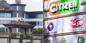 KTN News headquarters along Mombasa Road (left) and Citizen TV road sign along Denis Pritt Road in Nairobi.