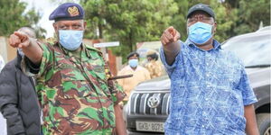 Inspector General of Police Hillary Mutyambai with Interior CS Fred Matiang'i