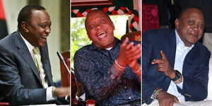 A collage of President Uhuru Kenyatta laughing