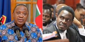 A collage photo of President Uhuru Kenyatta and LSK President Nelson Havi