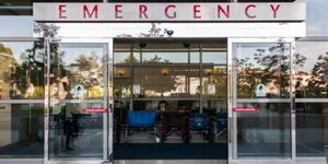 Sliding doors of an emergency room in a hospital 
