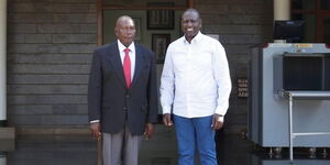 Deputy President Willian Ruto with Lee Njiru who worked as the late President Daniel Moi's press secretary for 44 years