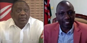 A collage of President Uhuru Kenyatta and Deputy President William Ruto in a zoom conference with the Council of Governors on Monday, August 31, 2020.