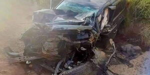 Isiolo County Commissioner Harman Shambi's car wrecked after an accident